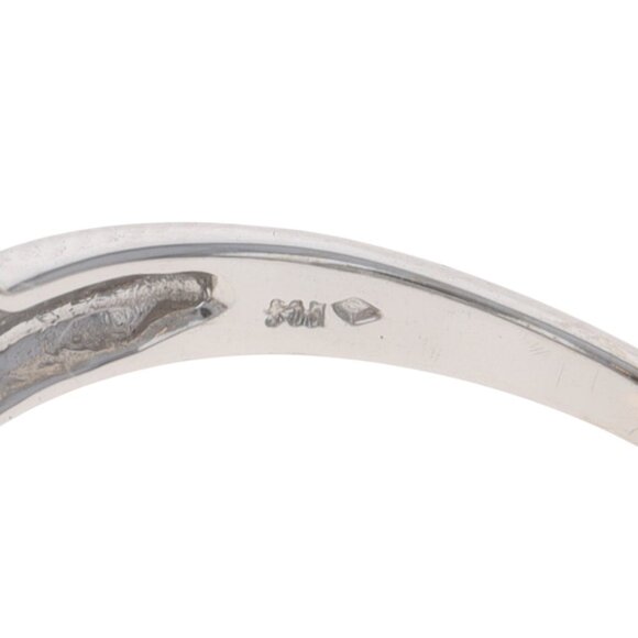 White Gold Diamond Cluster Cocktail Band - 14k Single Cut .11ctw XOXO Ring - Picture 6 of 7